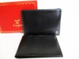 Photo1: Cartier Pasha de Cartier Black Leather Gold Logo Bifold Bill Wallet #8595 (1)