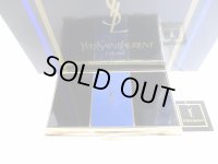 Yves Saint Laurent YSL Gold Black Blue Steel Card Holder #8619
