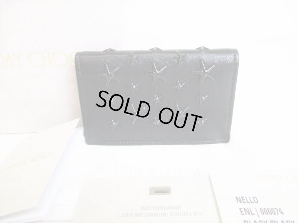 Photo1: JIMMY CHOO Starts Black Leather Credit Card Business Card Holder #8634