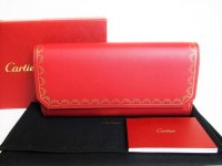 Gurlande de Cartier Red Leather International Wallet w/Flap  #8647