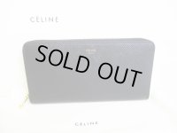 CELINE Black Leather Round Zip Long Wallet #8665