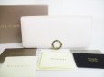 Photo1: BVLGARI White Agate Berry Tourmaline Leather Logo Clip Long Wallet #8672 (1)