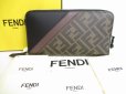 Photo1: FENDI Zucca Canvas Black Leather Round Zip Long Wallet #8676 (1)