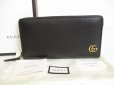 Photo1: GUCCI Marmont G Black Leather Round Zip Long Wallet #8686 (1)