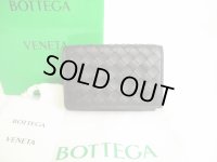 BOTTEGA VENETA Intrecciato Black Leather Trifold Wallet Conpact Wallet #8690