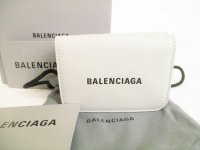 BALENCIAGA Gray Leather Trifold Cash Mini Wallet Purse #8700