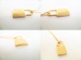 Photo3: HERMES O'Kelly Pink Gold Plated Gold Veau Swift Pendant Necklace #8702