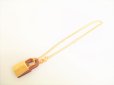 Photo7: HERMES O'Kelly Pink Gold Plated Gold Veau Swift Pendant Necklace #8702
