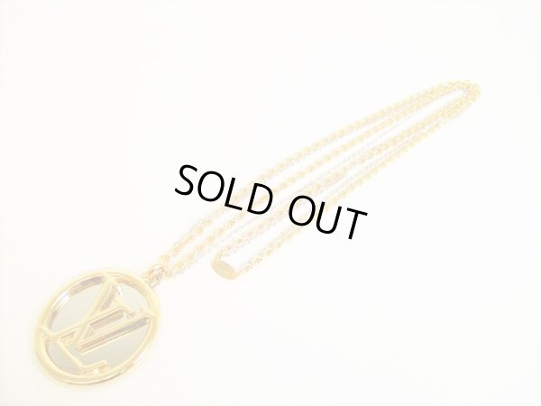 Photo1: LOUIS VUITTON LV Circle Gold Silver Chain Louise Long Necklace #8703