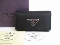 PRADA Black Nylon and Leather 6 Pics Key Cases #8710