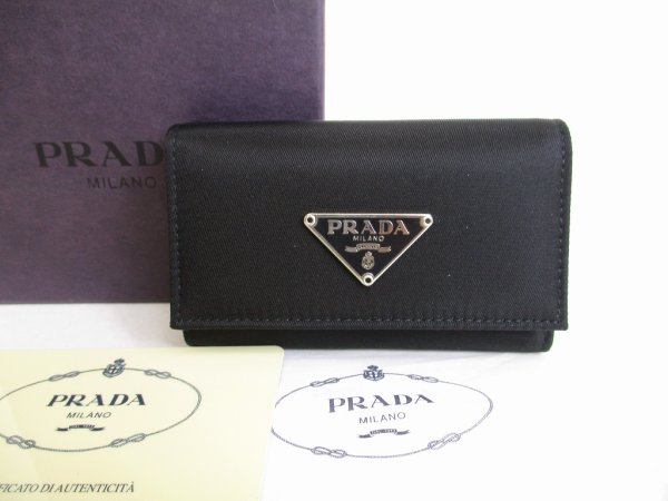 Photo1: PRADA Black Nylon and Leather 6 Pics Key Cases #8710