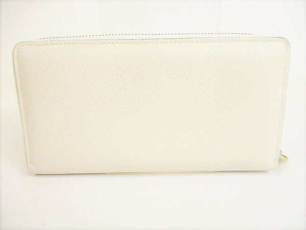 Photo2: GUCCI Vintage Logo Motif Pearl White Leather Round Zip Wallet #8712