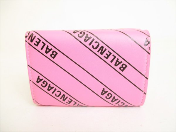 Photo2: BALENCIAGA Everyday Pink Leather Trifold Mini Wallet Purse #8716