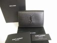 Photo1: Saint Laurent Paris YSL Black Leather Trifold Wallet Compact Wallet #8720 (1)