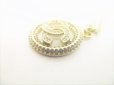 Photo3: CHANEL CC Logo Rhinestone Pendant Gold Chain Necklace #8721