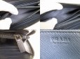 Photo9: PRADA Navy Blue Saffiano Metal Leather Round Zip Long Wallet #8734