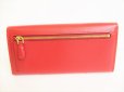 Photo2: PRADA Red Saffiano Rose Leather Flap Long Wallet Purse #8737 (2)