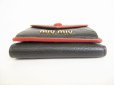 Photo5: miumiu Black Leather Madras Love Trifold Wallet Compact Wallet #8740