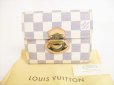 Photo1: LOUIS VUITTON Damier Azur Leather Trifold Wallet Purse Joey #8741 (1)