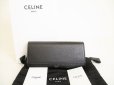 Photo1: CELINE Black Leather Large Flap Wallet Bifold Long Wallet #8742 (1)