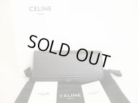 CELINE Black Leather Large Flap Wallet Bifold Long Wallet #8742