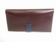 Photo2: HERMES Bordeaux Navy Blue Box Calf Leather Silver H/W Long Wallet Bearn #8743 (2)