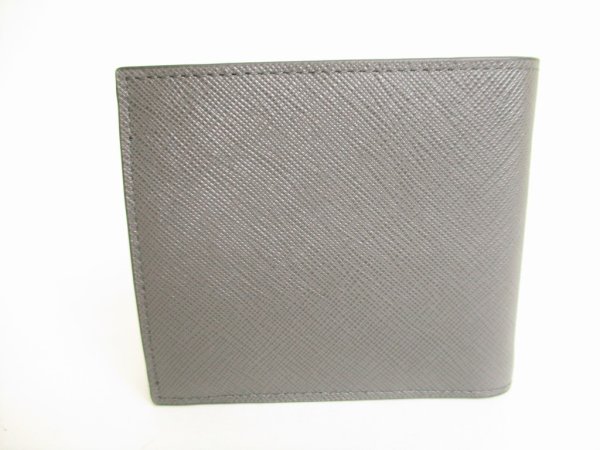 Photo2: PRADA Gray Tricolor Saffiano Leather Bifold Wallet Compact Wallet #8744