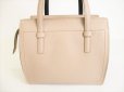 Photo2: Salvatore Ferragamo Beige Leather Gancini Hand Bag w/Strap Amy Small #8757 (2)