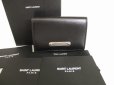 Photo1: Saint Laurent Paris YSL Black Leather Trifold Wallet Compact Wallet #8761 (1)