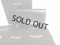 Saint Laurent Paris YSL Black Leather Trifold Wallet Compact Wallet #8761