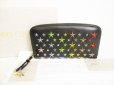 Photo1: Jimmy Choo Multicolor Metal Stars Black Leather Round Zip Wallet FILIPA #8768 (1)