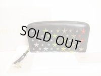 Jimmy Choo Multicolor Metal Stars Black Leather Round Zip Wallet FILIPA #8768