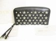 Photo1: Jimmy Choo Metal Stars Black Leather Round Zip Wallet FILIPA #8770 (1)