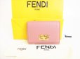 Photo1: FENDI Rose Leather Gold H/W Credit Card Business Card Holder #8783 (1)