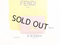 FENDI Rose Leather Gold H/W Credit Card Business Card Holder #8783