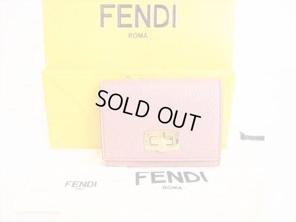 Photo1: FENDI Rose Leather Gold H/W Credit Card Business Card Holder #8783