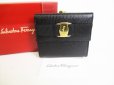 Photo1: Salvatore Ferragamo Vala Black Leather Bifold Long Wallet #8791 (1)