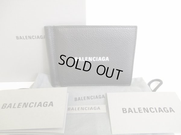 Photo1: BALENCIAGA Black Leather Bifold Wallet Compact Wallet #8801