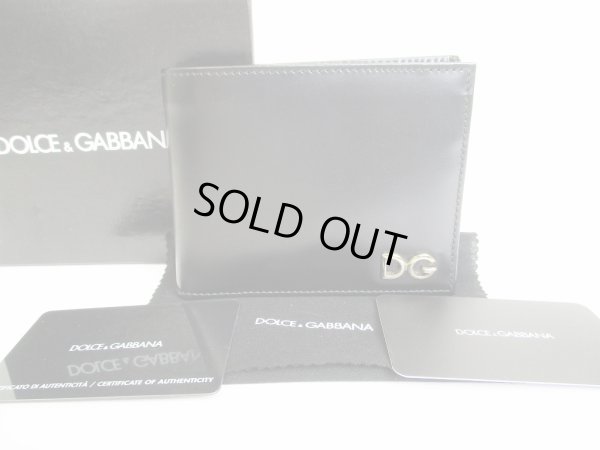 Photo1: DOLCE&GABBANA Black Leather Bifold Wallet Purse #8808