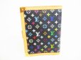 Photo2: LOUIS VUITTON Multicolor Black Leather Small Ring Agenda Cover #8811 (2)