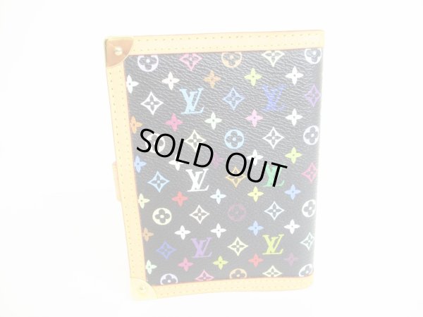 Photo2: LOUIS VUITTON Multicolor Black Leather Small Ring Agenda Cover #8811