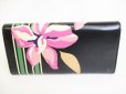 Photo2: Salvatore Ferragamo Gancini Black Leather Flower Motif Flap Wallet #8815 (2)