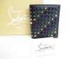 Photo1: Christian Louboutin Black Leather Multicolor Spike Bifold Wallet Paros #8817 (1)