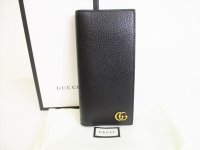GUCCI Marmont G Black Leather Bifold Long Wallet Purse #8838