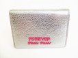 Photo2: miumiu Silver Leather Madras Forever Trifold Wallet Compact Wallet #8843 (2)