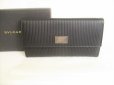 Photo1: BVLGARI Black Leather PVC Canvas Mirerige Flap Long Wallet #8861 (1)