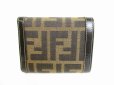 Photo2: FENDI Zucca Canvas Black Leather Trifold Wallet Compact Wallet #8892 (2)