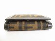 Photo5: FENDI Zucca Canvas Black Leather Trifold Wallet Compact Wallet #8892