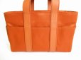 Photo2: HERMES Orange Canvas Leather Hand Bag Purse Acapulco MM #8911 (2)