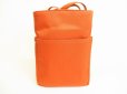 Photo4: HERMES Orange Canvas Leather Hand Bag Purse Acapulco MM #8911